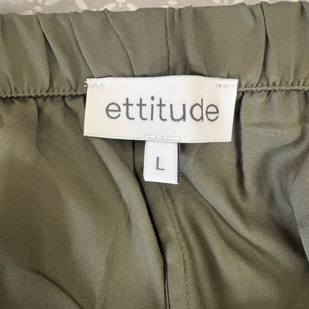 New Large Ettitude Green Sateen Pajama Lounge Shorts Bamboo - Picture 6 of 13